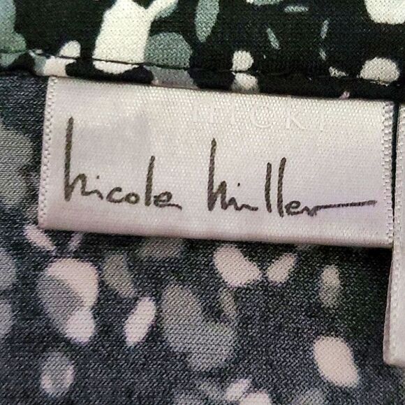 Nicole Miller Black Spotted Surplice Long Sleeve Fitted Elegant Career Top - Picture 7 of 9